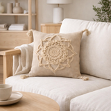 J-Line coussin Flower Brush - polyester - beige en situation