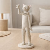 J -line Figure Kat + Bird - Polyresin - Gray en situation
