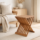 Tabouret Erto - Naturel, Teck, 40x35x45 cm en situation