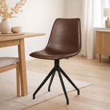 Chaise de salle à manger Monaco - Marron foncé, PU/Acier, 56x48x86 cm - Lot de 2 en situation