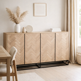 Buffet J-Line 4 portes Zigzag - bois/métal - naturel/noir en situation