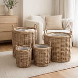 Paniers Caor - Naturel, Rotin Kubu, Lot de 4 en situation