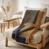 Ely Plaid - Plaid, bleu/jaune, Coton, Polyester, 130x170 cm en situation