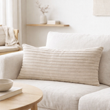 Coussin Alburry - Coussin, beige, Polyester, Rayonne, Coton, 30x60 cm en situation