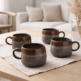 Selma Mug - Mug, céramique, gris/marron, ø10x7,5 cm, lot de 4 en situation