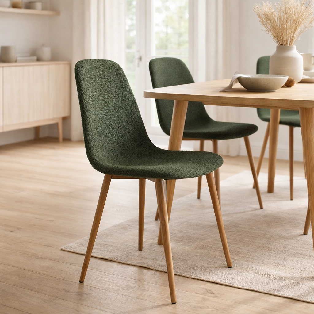 Chaise de Salle à Manger Stockholm - Vert Foncé, 47x40cm - Lot de 2 en situation