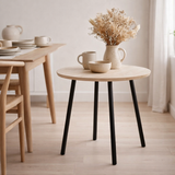 Table basse Aalst - Noir/Beige, Acier, MDF, Ø55x45cm en situation