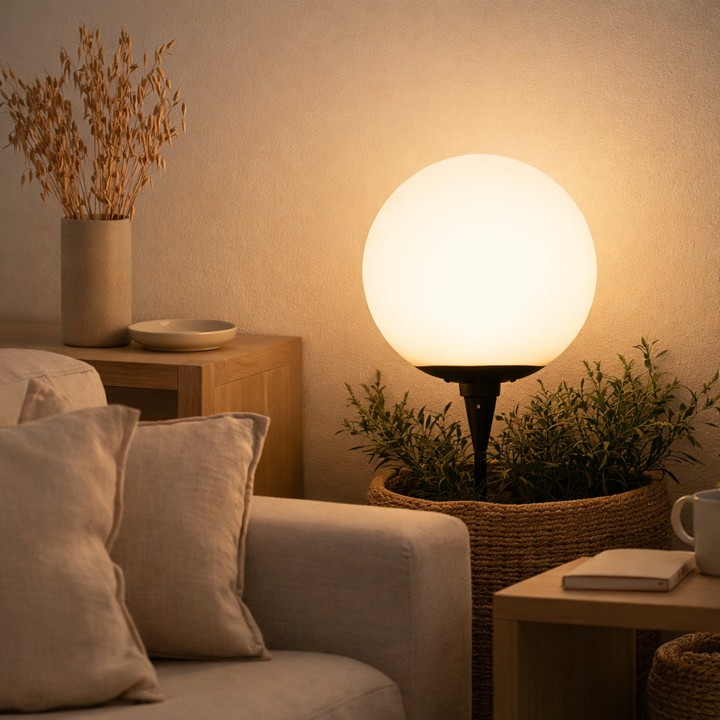 Lampe LED Lifton - Blanc, Ø25 cm, à énergie solaire en situation