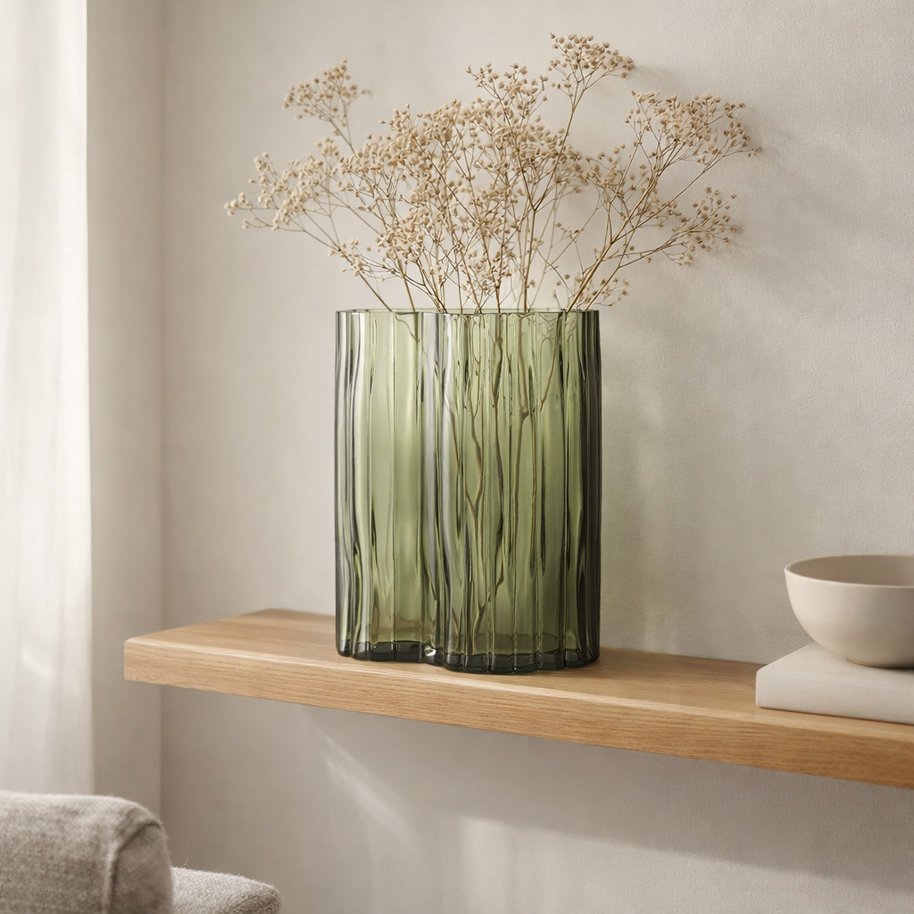 Vase - Vert Fumé, Verre, 21x12x26,5cm en situation