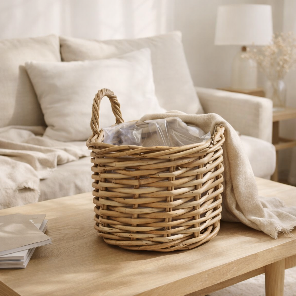 Keli Basket, panier en rotin, naturel, 37x23x27 cm en situation