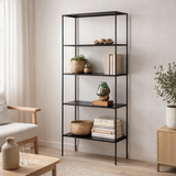 Étagère Vita, 5 étagères, métal, noir, 80x36x170 cm en situation