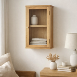 Zamora Armoire murale, chêne/placage chêne/verre trempé, naturel, 20x40x60 cm en situation