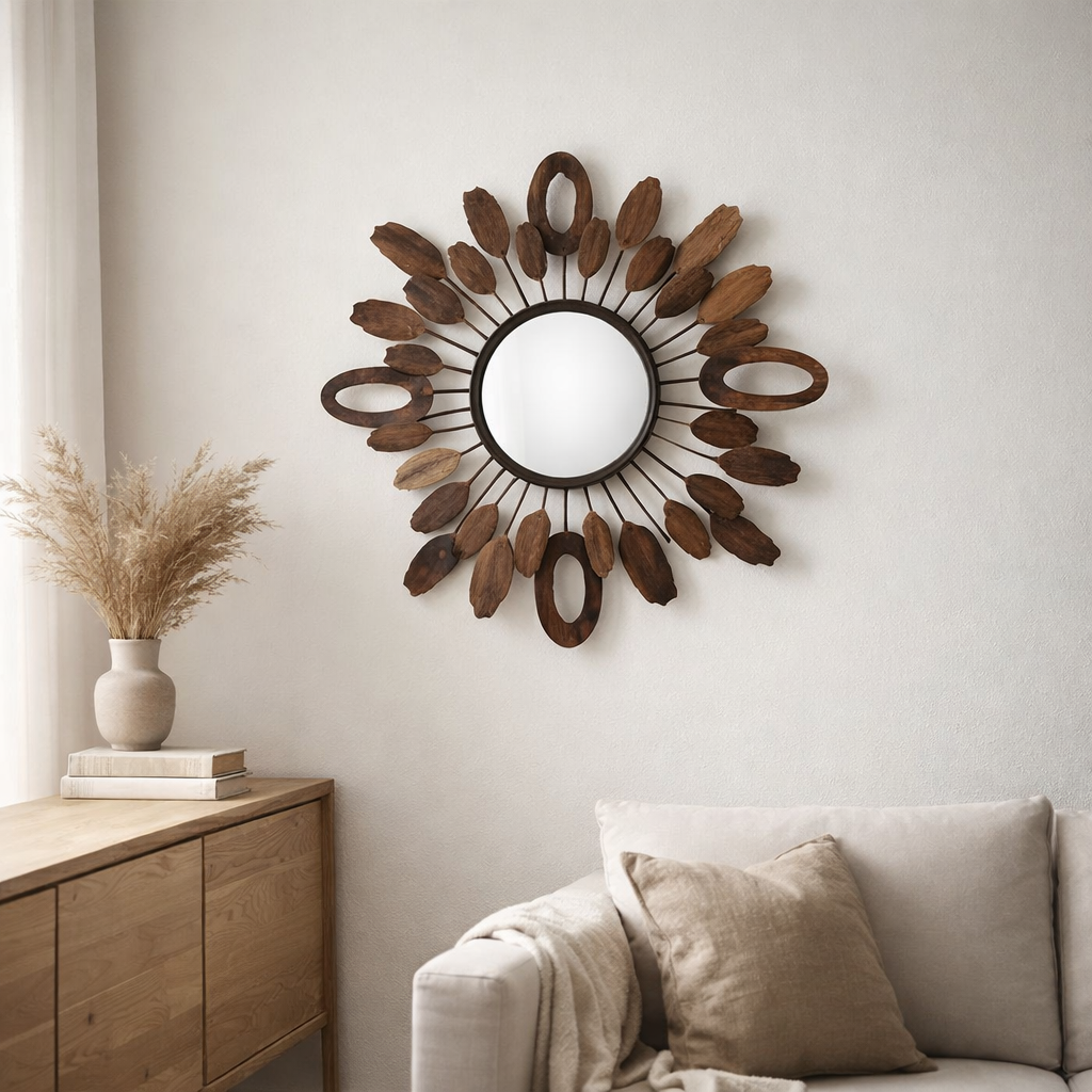 J-line miroir morceaux d'ovale - métal - brun - Ø 61 cm en situation