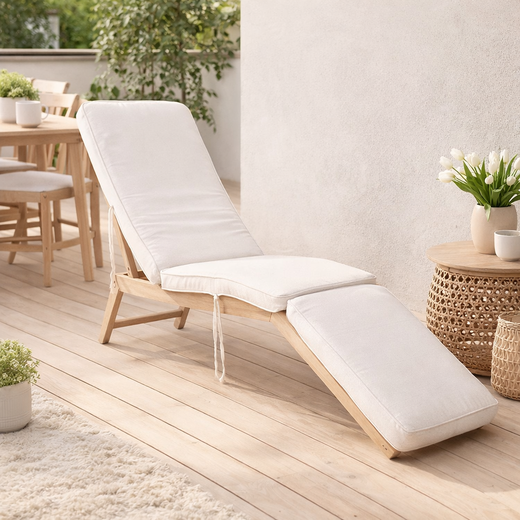 Arrecife Coussin Chaise Longue - Blanc, Coton, 197x55x5 cm en situation