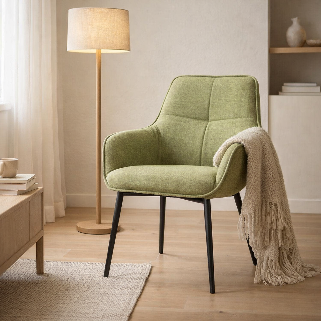 Fauteuil, lin vert en situation