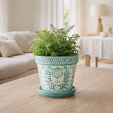 J -line Flowerpot Grenade - Céramique - Aqua - Moyen - Ø 27 cm en situation