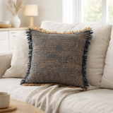 Coussin Ely - Coussin, Polyester, Coton, bleu/jaune, 45x45 cm en situation