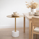 Table d'appoint Lecco - Laiton/Marbre, Marbre, Acier, 51x52cm en situation