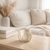 Bougeoir J-Line Leaf Round - verre - argent - petit en situation