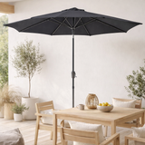 Houston Parasol - Parasol avec manivelle et inclinaison, mât en métal, noir, ø300 cm en situation