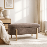 Banc Branca - Marron/Naturel, Polyester/Mousse/Contreplaqué, 98x41x48 cm en situation