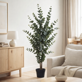Eucalyptus – Vert, Plastique PE, Polyester, Fil, Ciment, 120 cm en situation