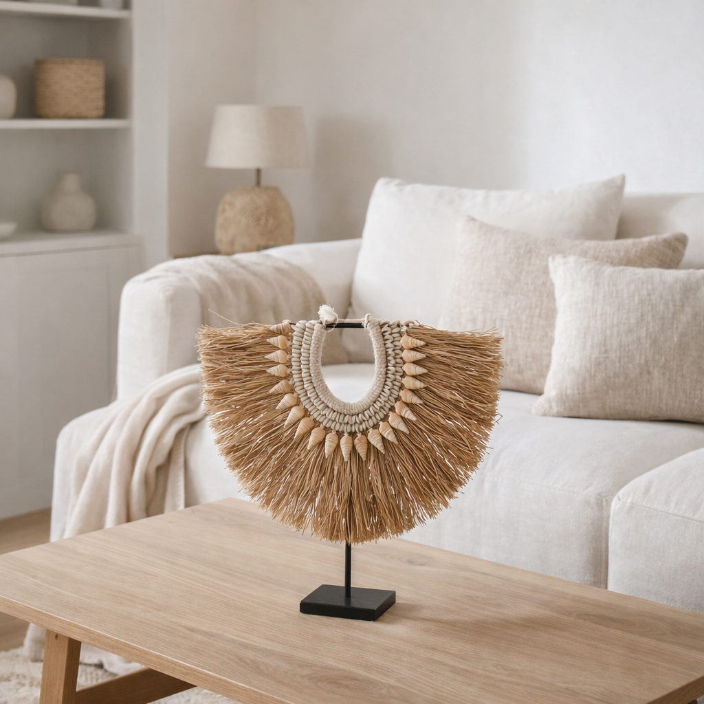 J-Collier de décoration + stand Dora - Wood / Zeegrass - Beige - S en situation