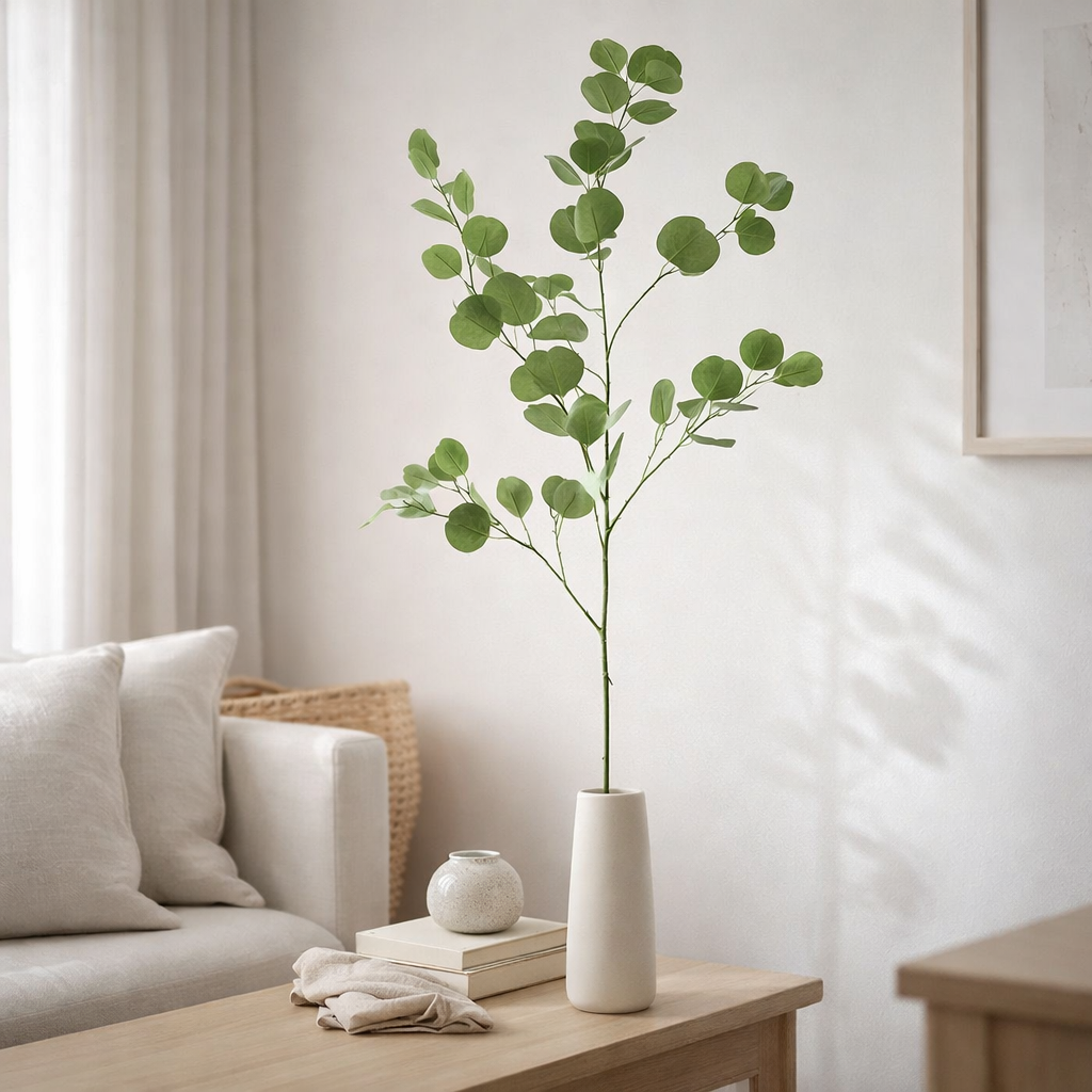 Branche de décoration J-Line Eucalyptus - plastique - vert en situation