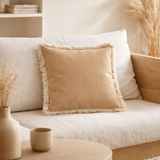 J-Line coussin Miroirs - jute - naturel/blanc en situation