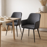 Chaise de salle à manger Harbo – PU, acier, gris – Lot de 2 en situation