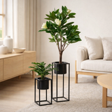 Pots de Fleurs Marla - Noir, Acier - Lot de 2 en situation