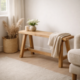 Banc Barcelona - Teck Naturel, 90x25x45cm en situation
