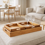 Plateau Faro - Teck, Nature, Set de 3 en situation