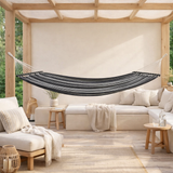Lamia Hammock - Hamac, polyester/coton, mélèze, noir/gris/blanc en situation