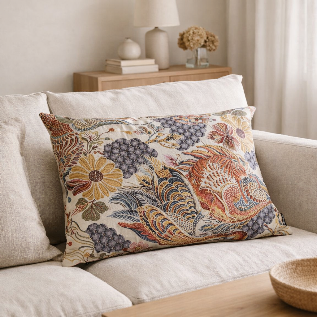 Coussin Alvito - Motif Fleurs Multicolores - 60x45 cm en situation