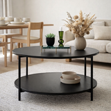Table basse Vita - Noir, acier, ø80x45 cm en situation
