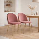 Chaise de salle à manger Geneve - Velours, Acier, Rose - Lot de 2 en situation