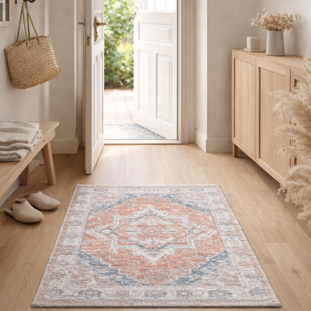Paillasson Havana - Bleu/Orange, Polyester Chenille, 50x80cm en situation