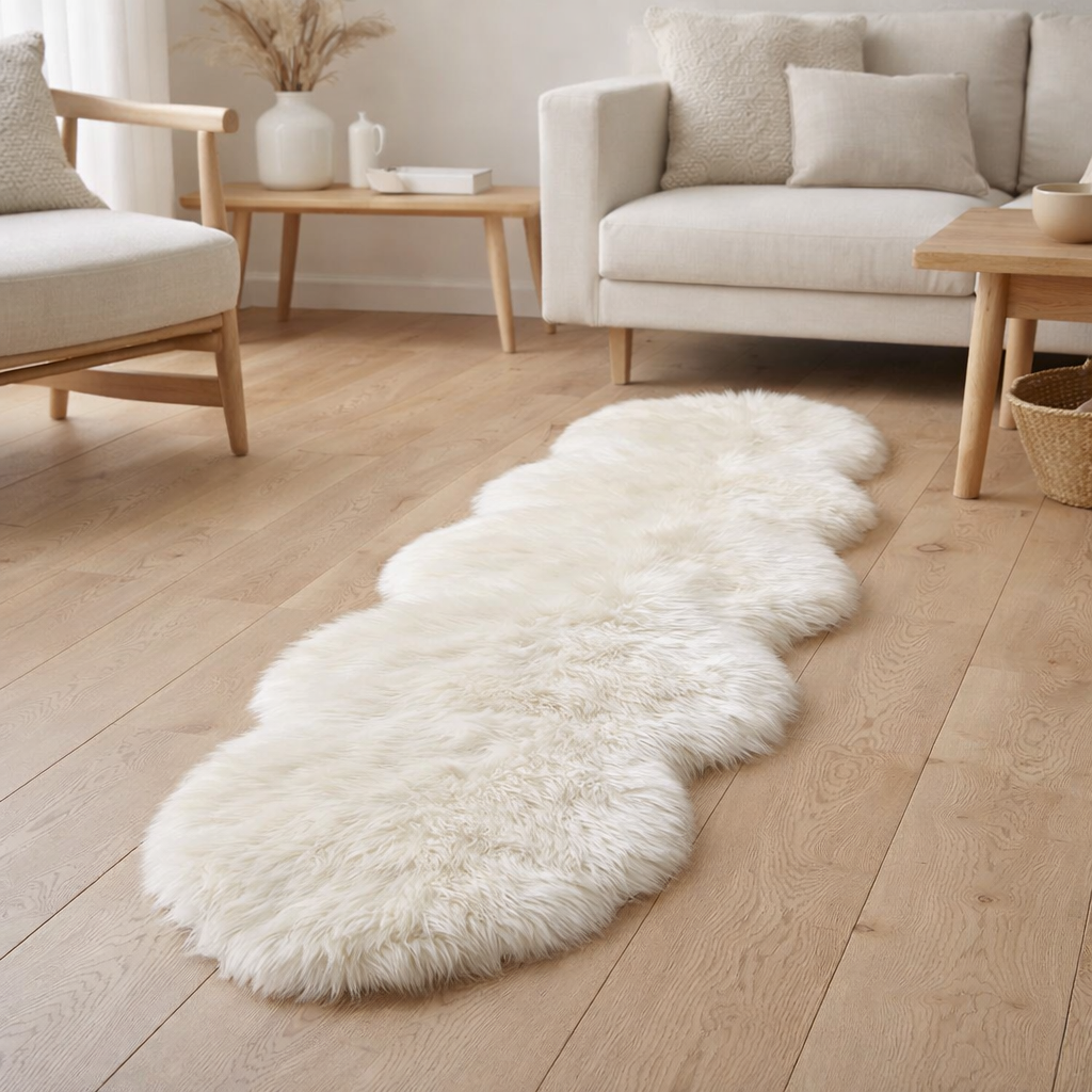 Peau d'agneau artificielle - Polyester, Ivoire - 60x180 cm en situation