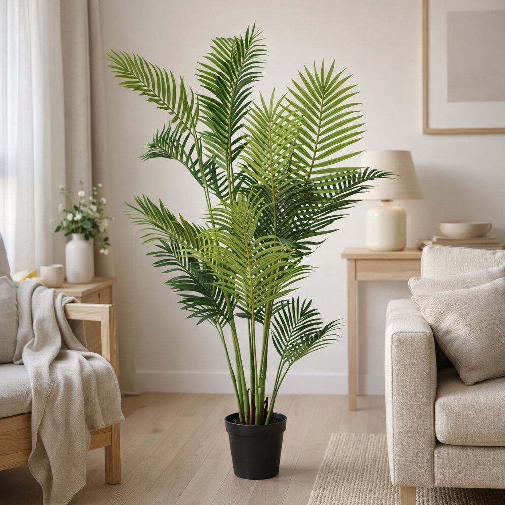Areca Palm - Vert, Plastique PE/Polyester, 64x64x175 cm en situation