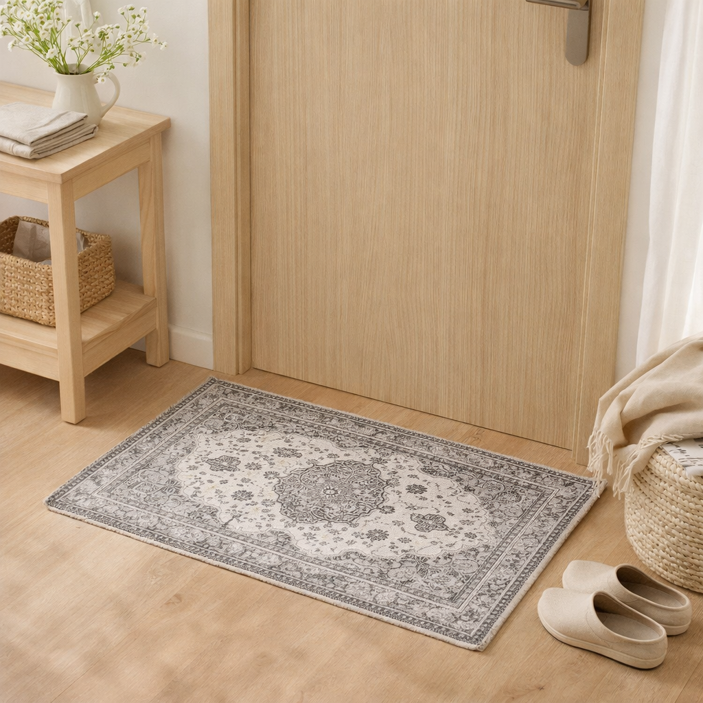 Paillasson Havana - Polyester Chenille, Noir/Blanc - 50x80 cm en situation