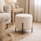 Pouf Alford - Gris-Marron, Peau d'Agneau Artificielle, 35,5x37cm en situation