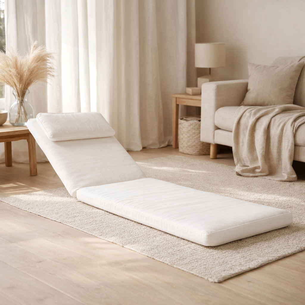 Coussin Andorre pour Transat - Blanc, Coton, 200x62x6 cm en situation