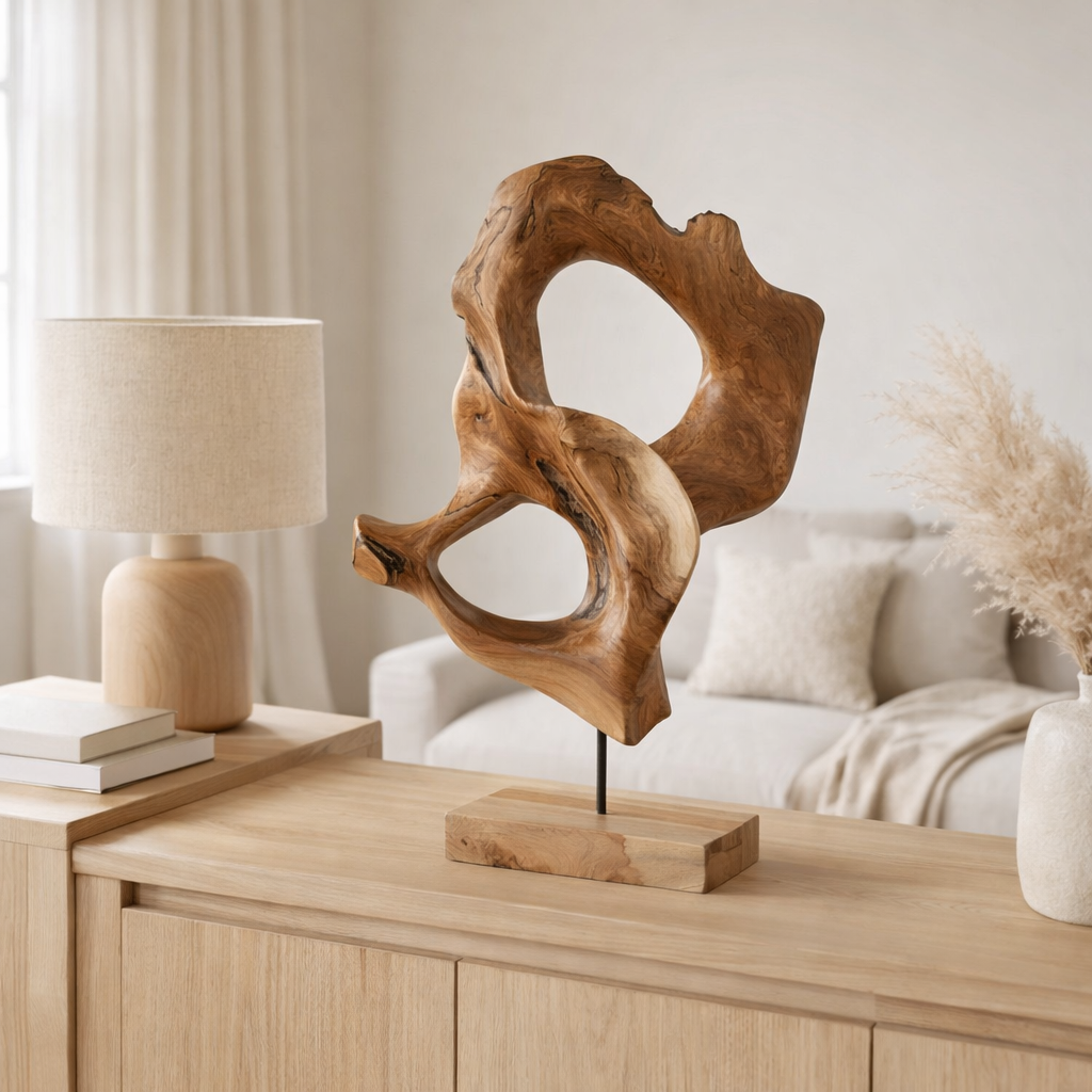 Sculpture Donato - Naturel, Teck, 30x20x60 cm en situation