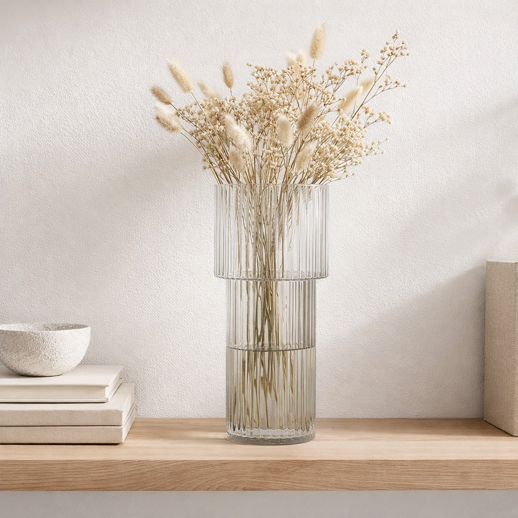 Vase - Transparent, Verre Soufflé Bouche, Ø17,5x40 cm en situation