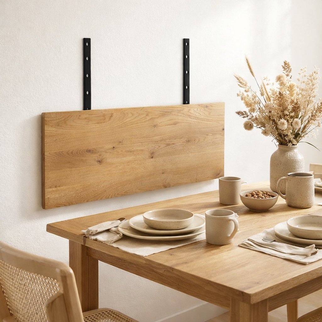 Plaques d'extension pour table Montpellier - Naturel, Chêne/Acier, 95x50x4 cm - Lot de 2 en situation