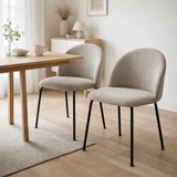 Chaise de salle à manger Geneve - Pierre, tissu, pieds en métal noir - Lot de 2 en situation