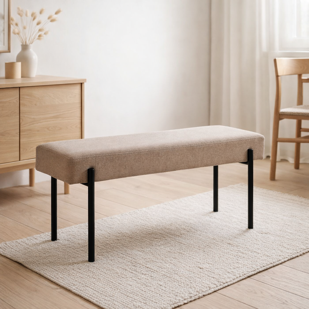 Banc Swindon - Banc, pierre avec pieds noirs, 100x36x42,5 cm, HN1231 en situation