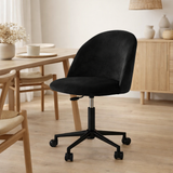 Chaise de bureau Geneve - Velours noir, pieds noirs, 55x55x73 cm en situation