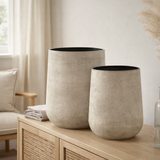 Hou Pot décoratif, métal, beige antique, set de 2 en situation